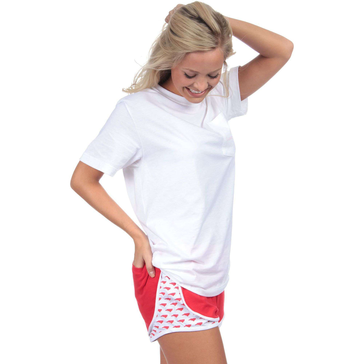 North Carolina Jersey Shorties in Red by Lauren James - Country Club Prep
