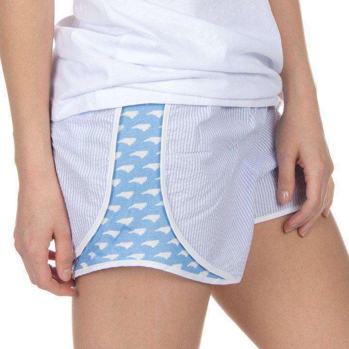 North Carolina Seersucker Shorties in Light Blue by Lauren James - Country Club Prep