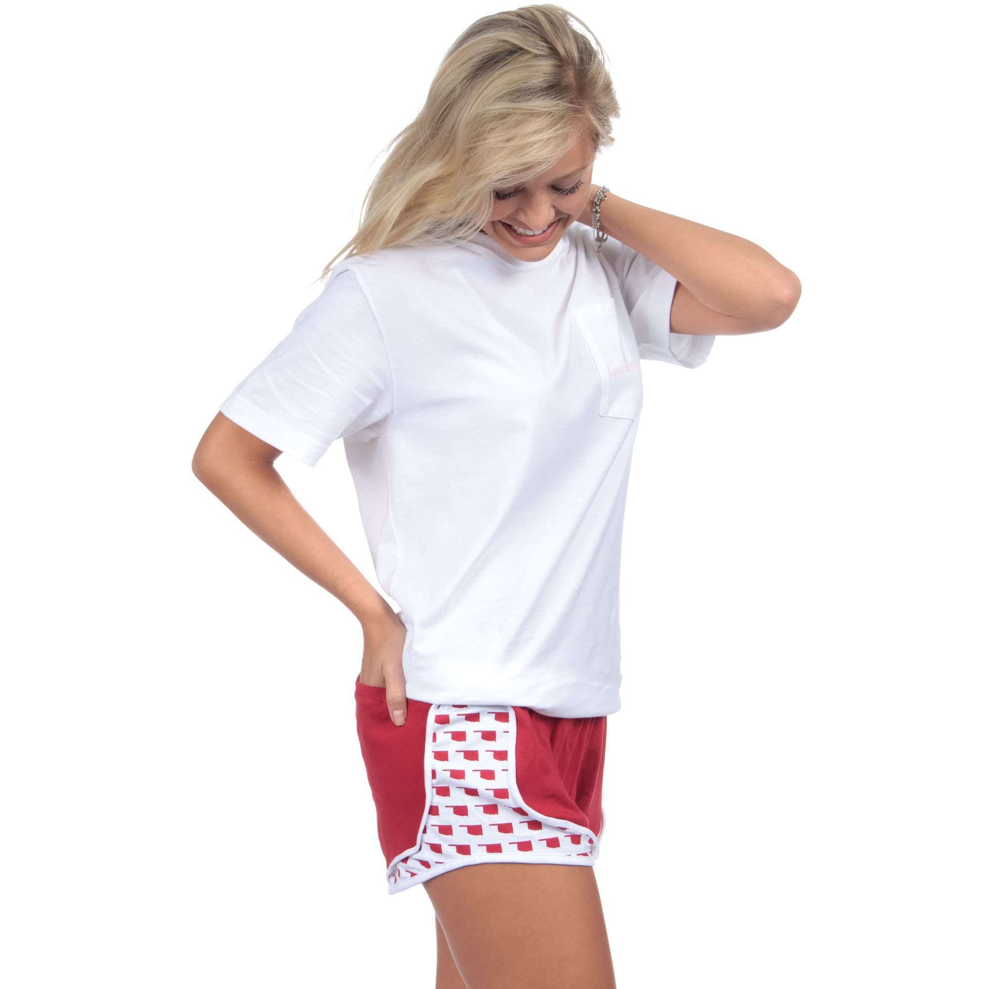 Oklahoma Jersey Shorties in Red by Lauren James - Country Club Prep