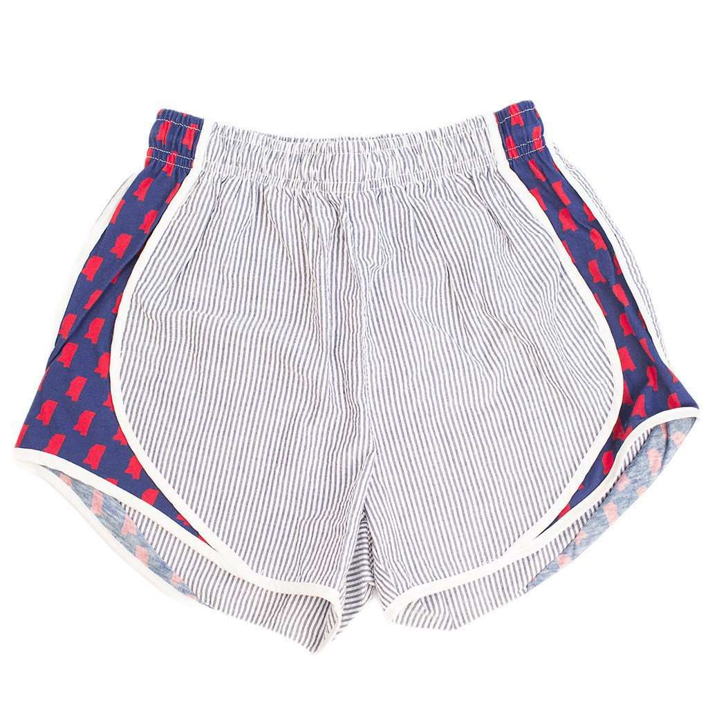 Ole Miss Seersucker Shorties in Navy/Red by Lauren James - Country Club Prep