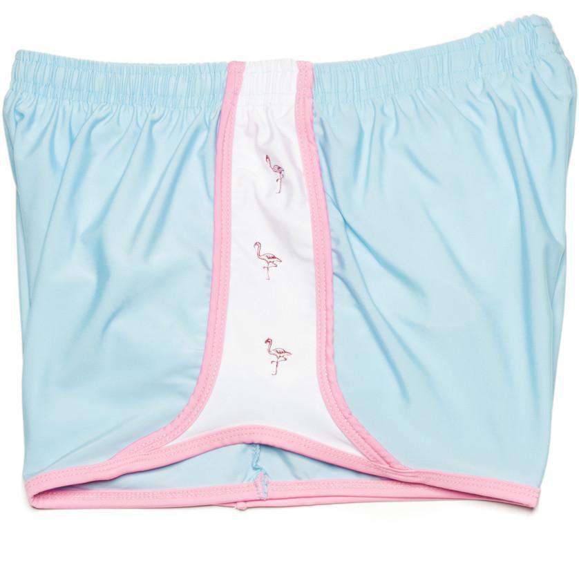 Palm Beach Shorts in Light Blue with Flamingo by Krass & Co. - Country Club Prep