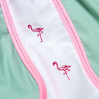 Palm Beach Shorts in Seafoam with Flamingo by Krass & Co. - Country Club Prep