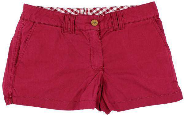 Reversible Women's Shorts in Maroon Madras and Solid by Olde School Brand - Country Club Prep