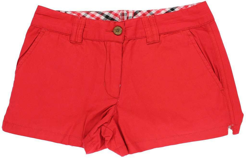 Reversible Women's Shorts in Red and Black Madras and Solid by Olde School Brand - Country Club Prep