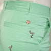 Sailing Short in Palm Green with Embroidered Pink Flamingo by Castaway Clothing - Country Club Prep