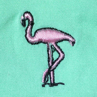 Sailing Short in Palm Green with Embroidered Pink Flamingo by Castaway Clothing - Country Club Prep