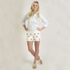 Sailing Short in White with Embroidered American Flag Bow by Castaway Clothing - Country Club Prep