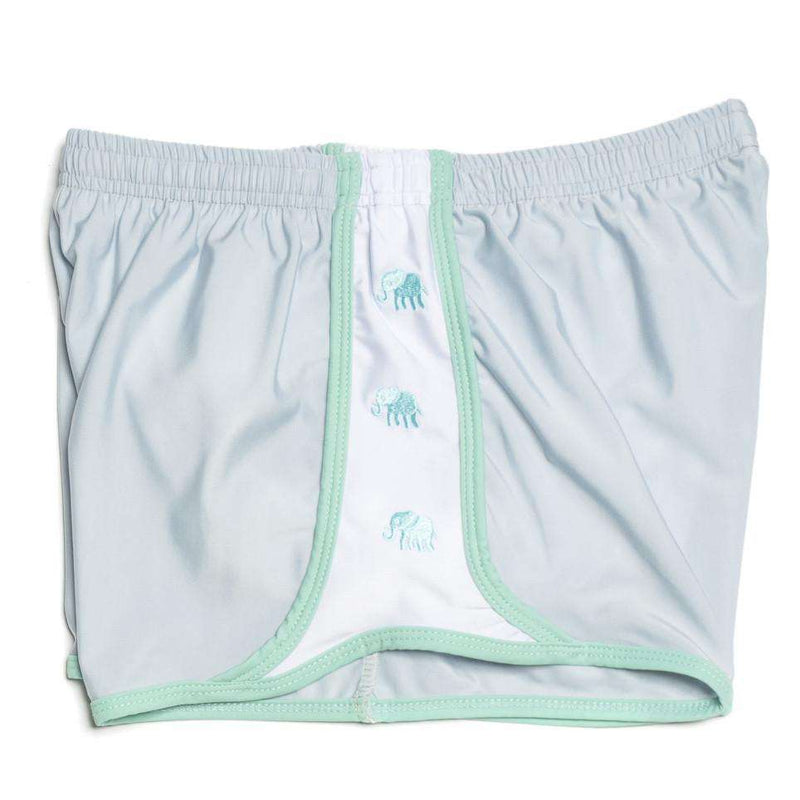 SarahBelle 93x Shorts in Grey with Green Elephants by Krass & Co. - Country Club Prep