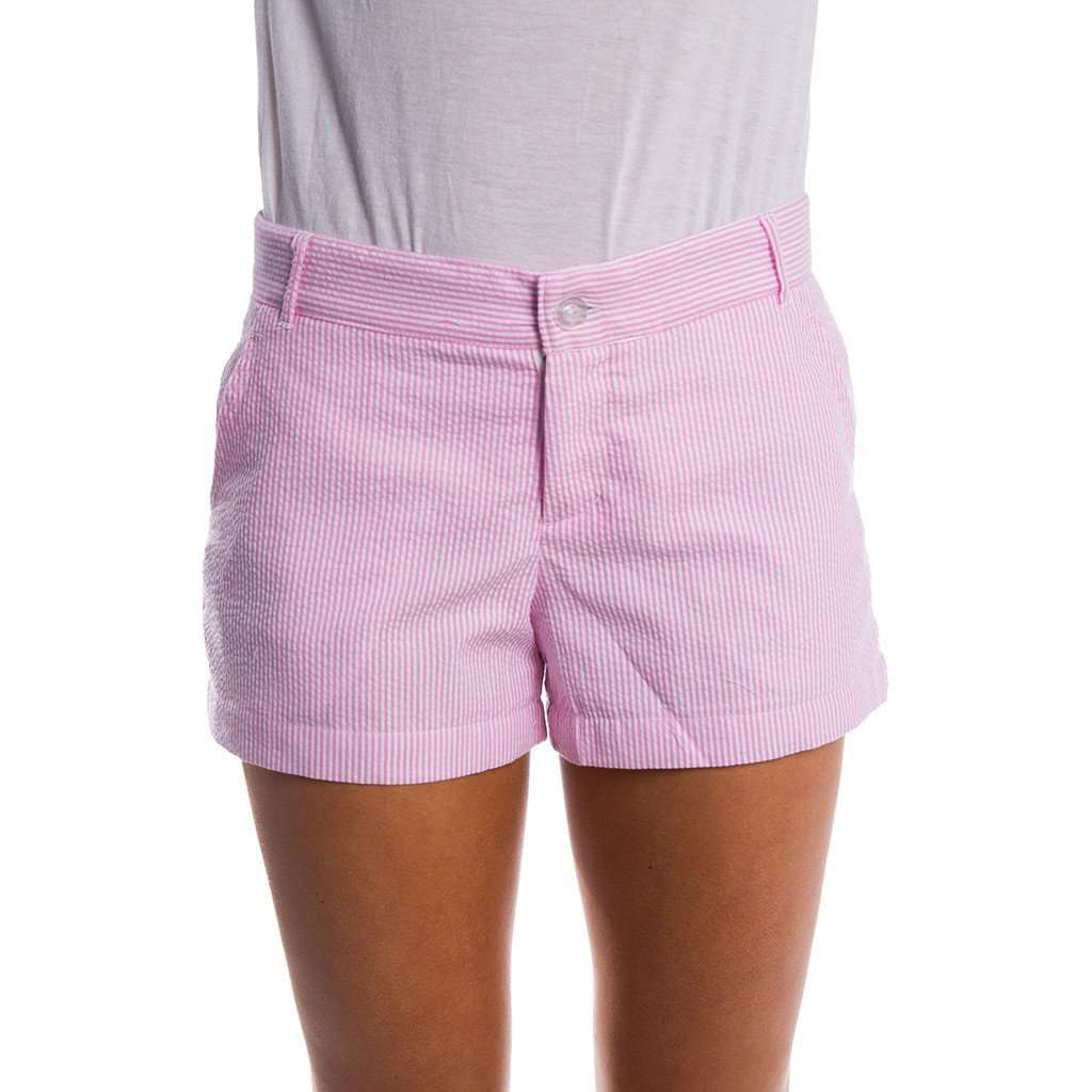 Seersucker Poplin Shorts in Pink by Lauren James - Country Club Prep