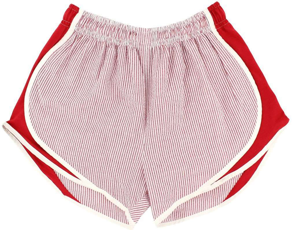 Shorties Shorts in Red Seersucker by Lauren James - Country Club Prep