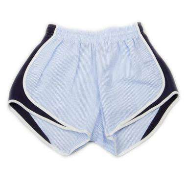 Shorties Shorts in Royal Blue Seersucker by Lauren James - Country Club Prep