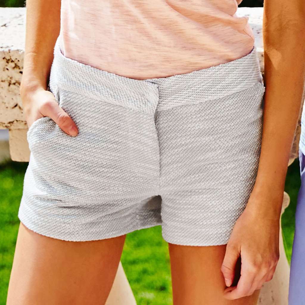 Taylor Short in Light Gray Back Bay Knit by Southern Marsh - Country Club Prep