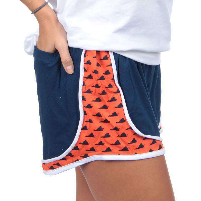 Virginia Jersey Shorties in Navy/Orange by Lauren James - Country Club Prep