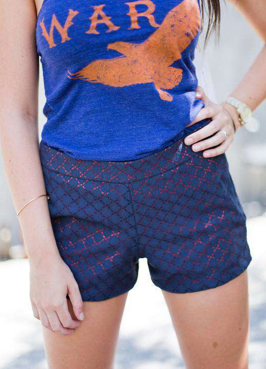 Women's Navy Eyelet Shorts by Judith March - Country Club Prep