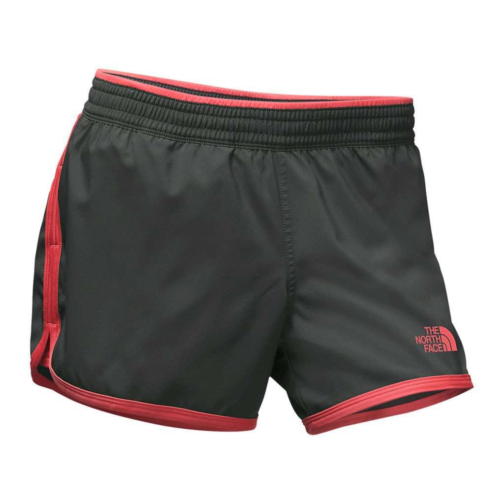 Women's Reflex Core Shorts in Asphalt Grey/Cayenne Red by The North Face - Country Club Prep