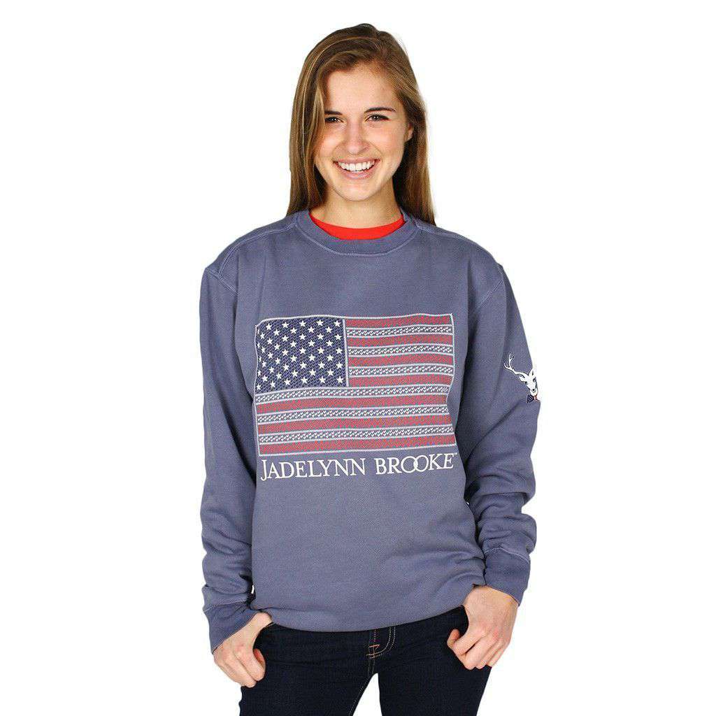 Amercia is Too Good for Small Dreams Sweatshirt in Blue Jean by Jadelynn Brooke - Country Club Prep