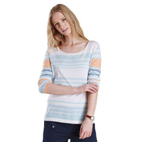 Bowline Stripe Knit Sweater in Aqua by Barbour - Country Club Prep