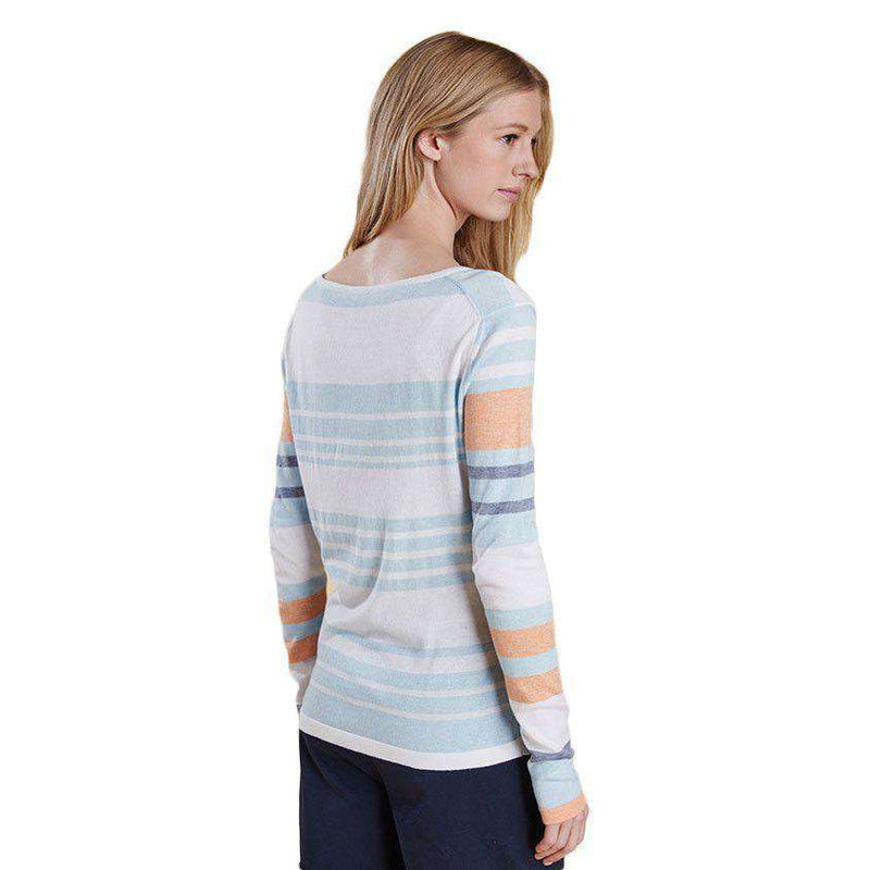 Bowline Stripe Knit Sweater in Aqua by Barbour - Country Club Prep