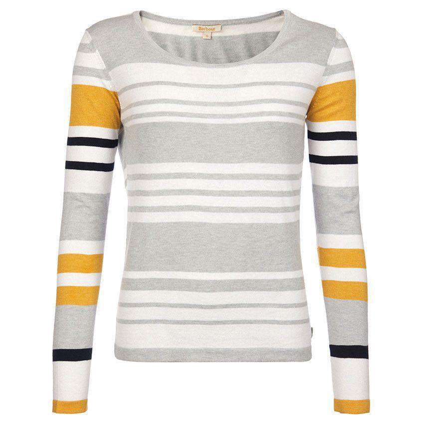 Bowline Stripe Knit Sweater in Silver Ice by Barbour - Country Club Prep