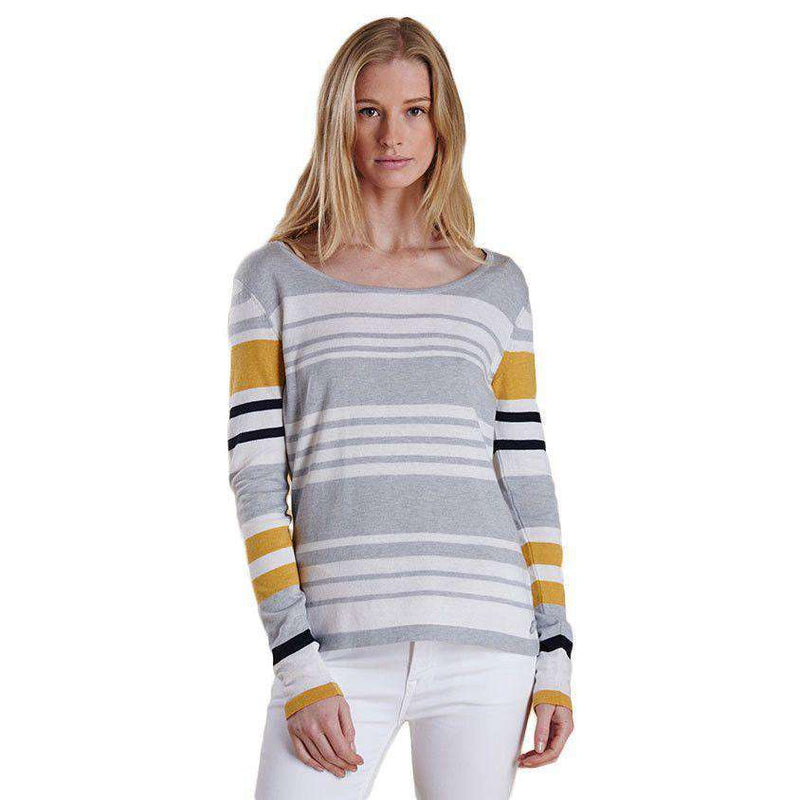 Barbour Bowline Stripe Knit Sweater in Silver Ice – Country Club Prep