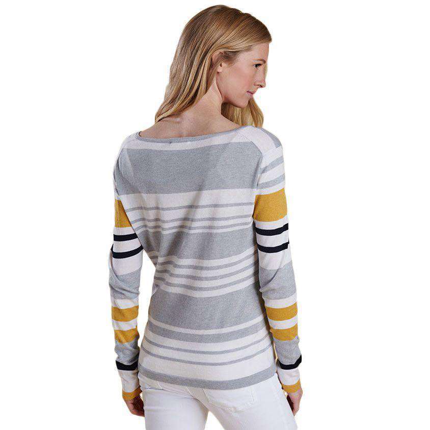 Bowline Stripe Knit Sweater in Silver Ice by Barbour - Country Club Prep