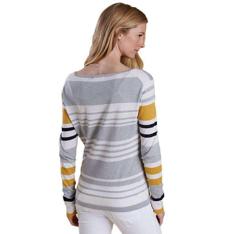 Bowline Stripe Knit Sweater in Silver Ice by Barbour - Country Club Prep