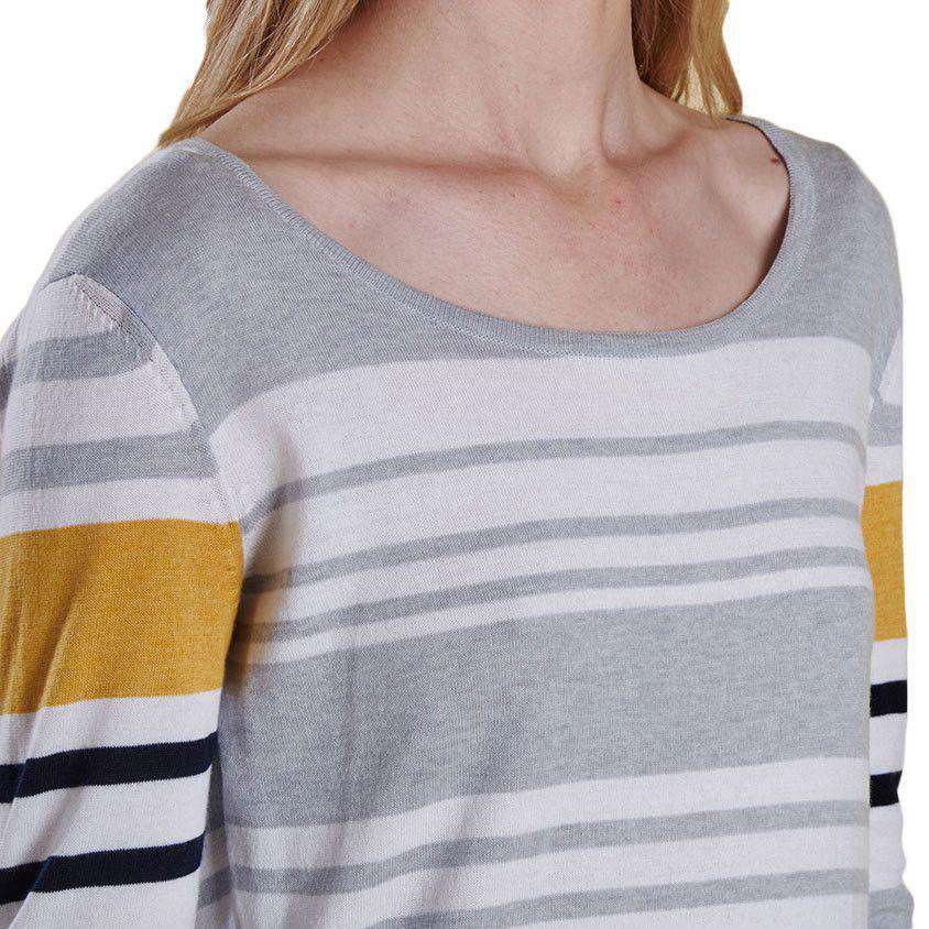 Bowline Stripe Knit Sweater in Silver Ice by Barbour - Country Club Prep