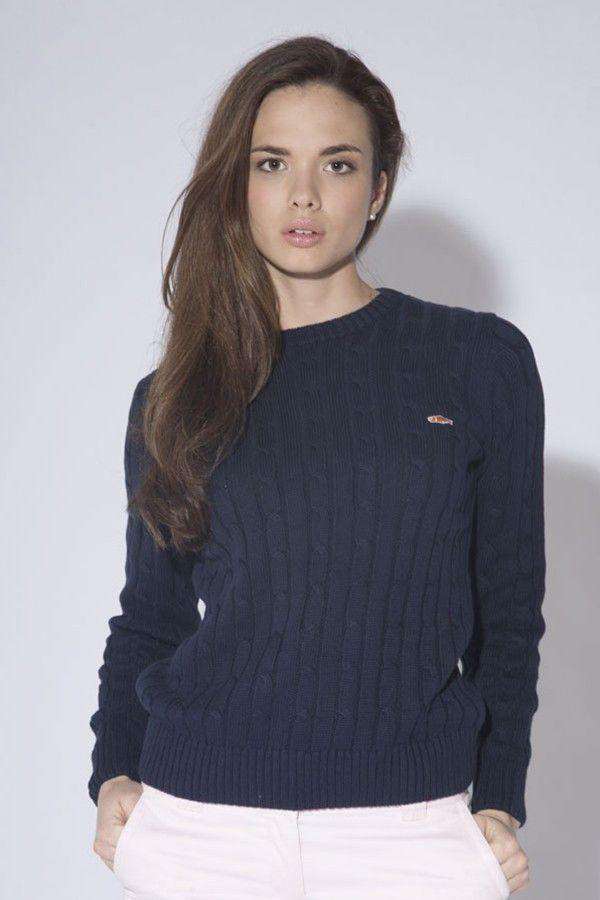 Cable Knit Sweater in Navy by Salmon Cove - Country Club Prep