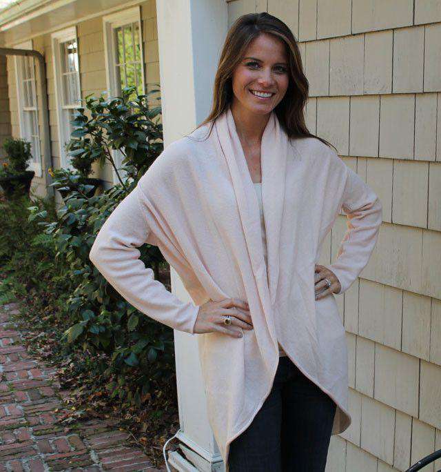 Cashmere Cocoon Cardigan in Light Pink by Cortland Park - Country Club Prep