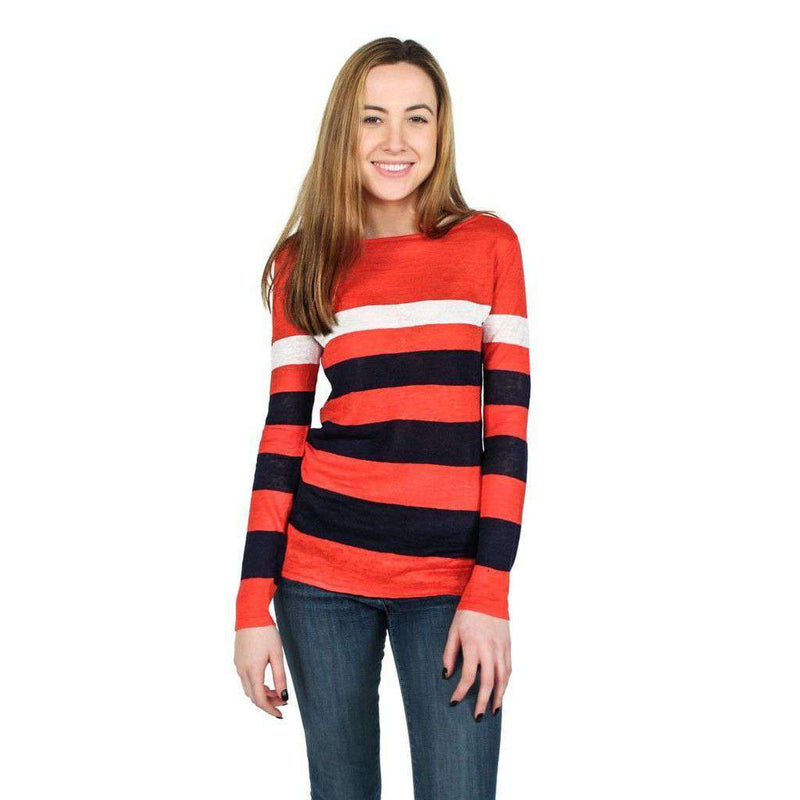 Emory Sweater in Coral, Navy, and White by Hiho - Country Club Prep
