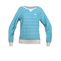 Long Sleeve Terry Sweatshirt in Aqua and White Stripes by Boast - Country Club Prep