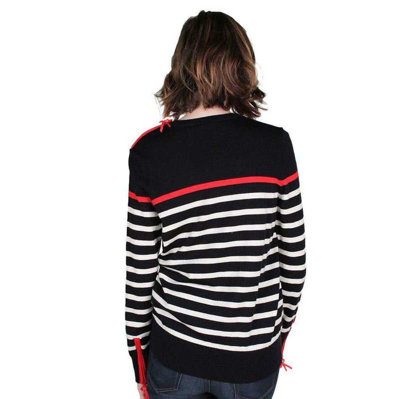 Mirabel Sweater in Navy with White & Red Stripe by Saint James - Country Club Prep