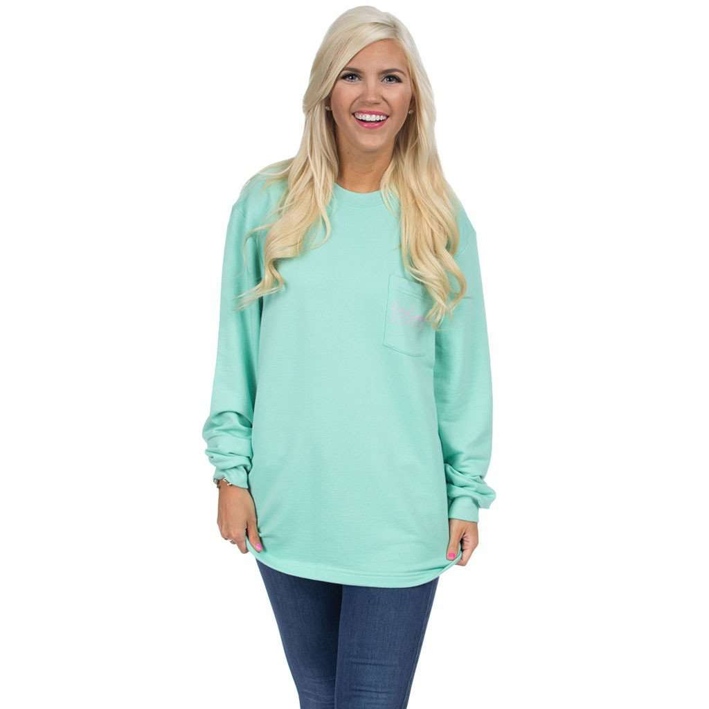 Pocket Logo Sweatshirt in Mint by Lauren James - Country Club Prep