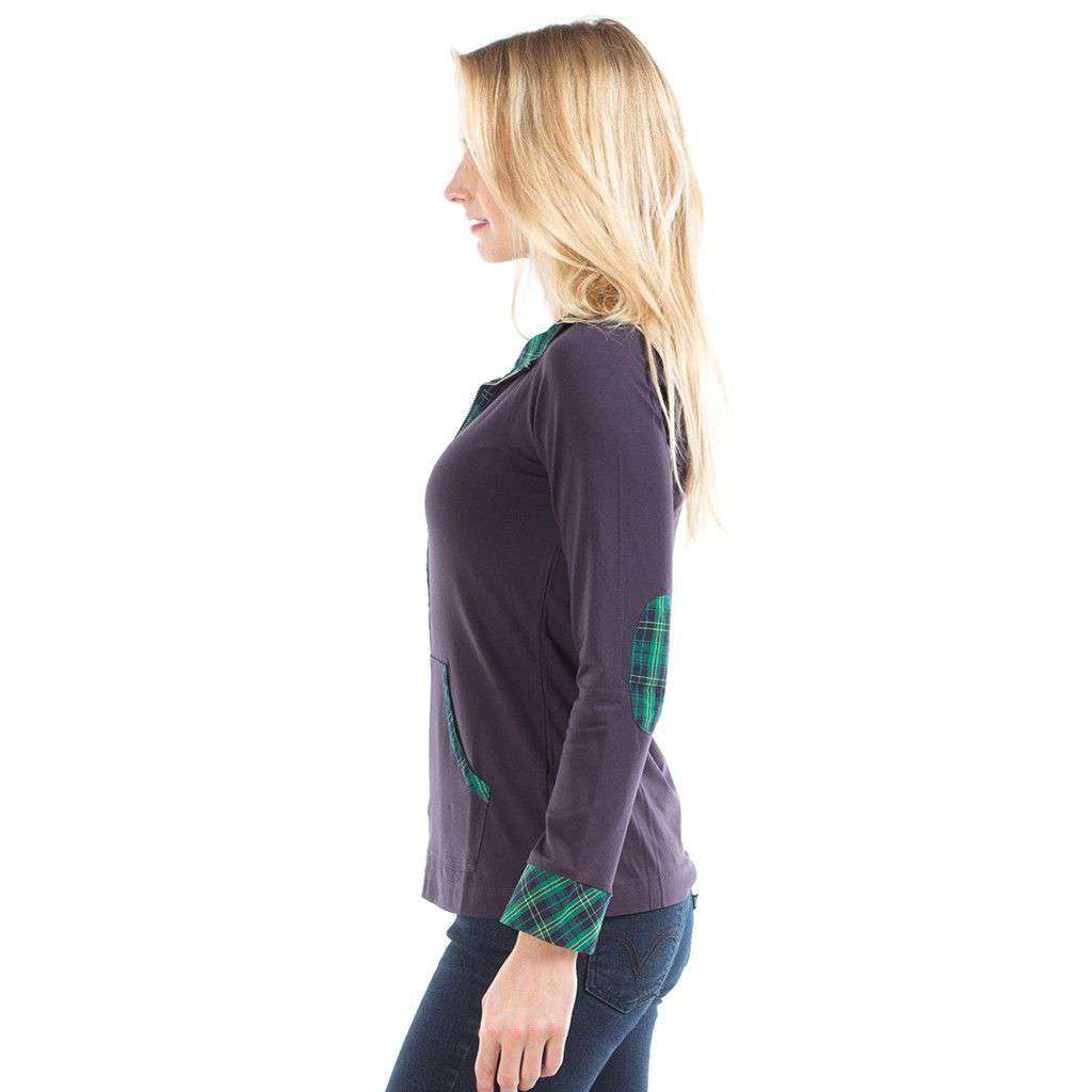 Polly Pullover in Navy with Tartan Trim by Duffield Lane - Country Club Prep