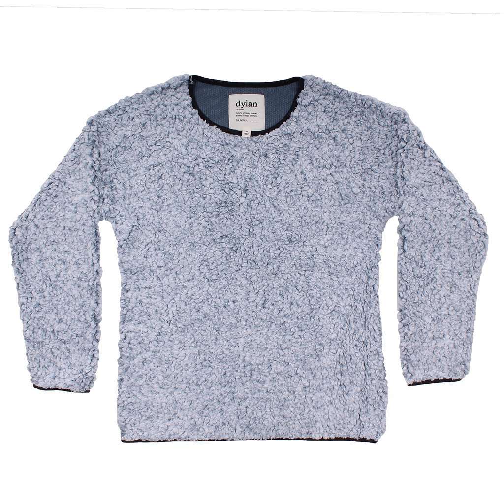 Solid Frosty Tipped Drop Shoulder Crew Sweater in Denim by True Grit (Dylan) - Country Club Prep