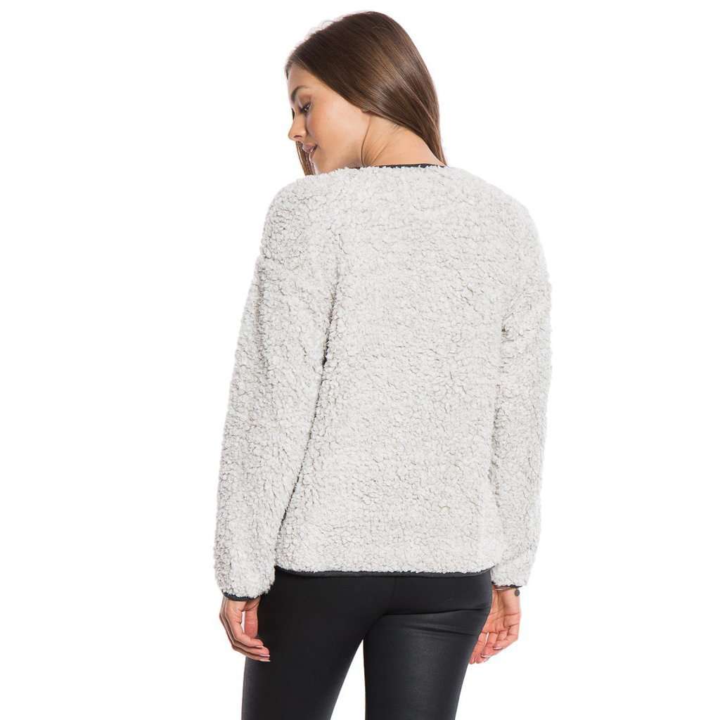 Solid Frosty Tipped Drop Shoulder Crew Sweater in Putty by True Grit (Dylan) - Country Club Prep