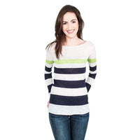The Emory Sweater in White, Night Sky and Lime by Hiho - Country Club Prep
