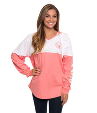 V-Neck Hoodie in Pink Salmon by The Southern Shirt Co. - Country Club Prep
