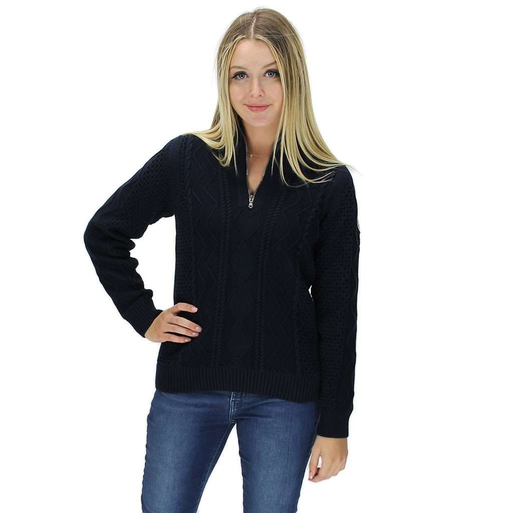 Women's Amy 1/4 Zip Windproof Pullover in Navy by Holebrook - Country Club Prep