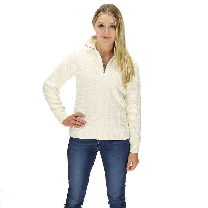 Women's Amy 1/4 Zip Windproof Pullover in Off White by Holebrook - Country Club Prep