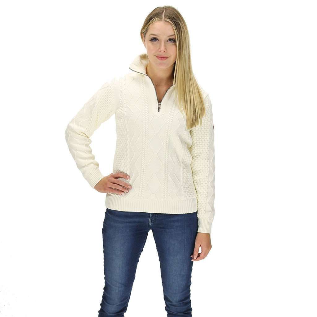 Women's Amy 1/4 Zip Windproof Pullover in Off White by Holebrook - Country Club Prep