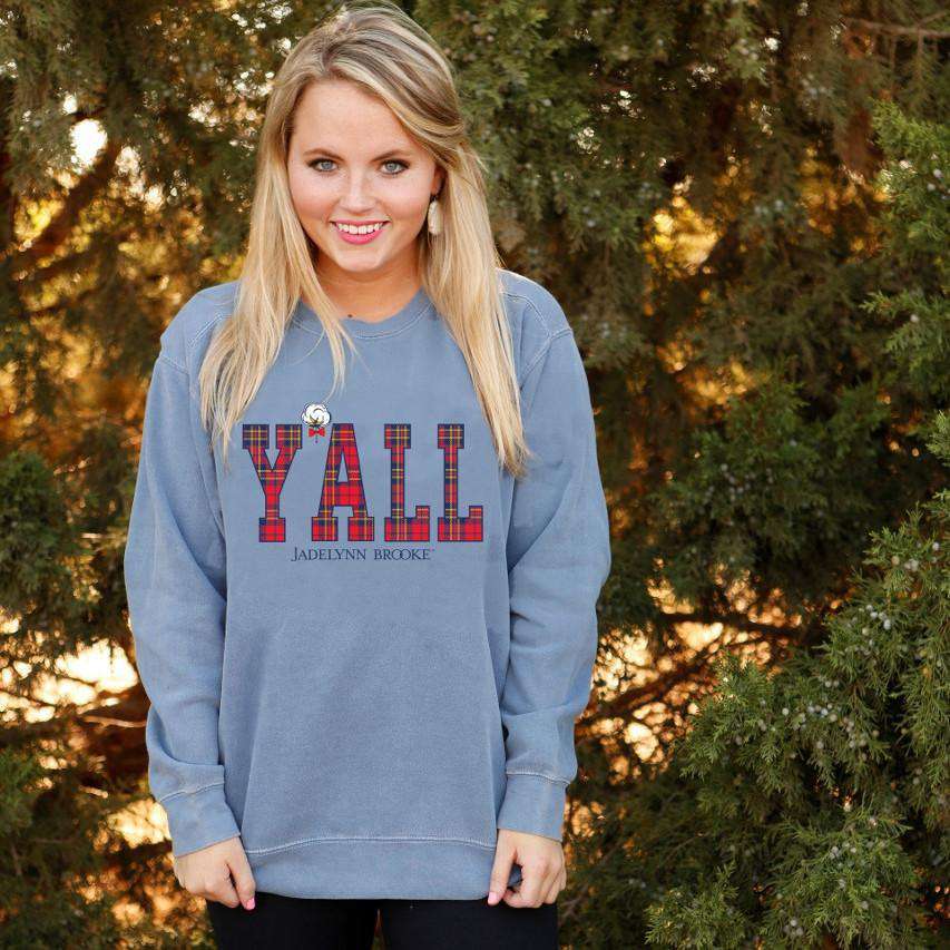 Y'all Sweatshirt in Blue Jean by Jadelynn Brooke - Country Club Prep