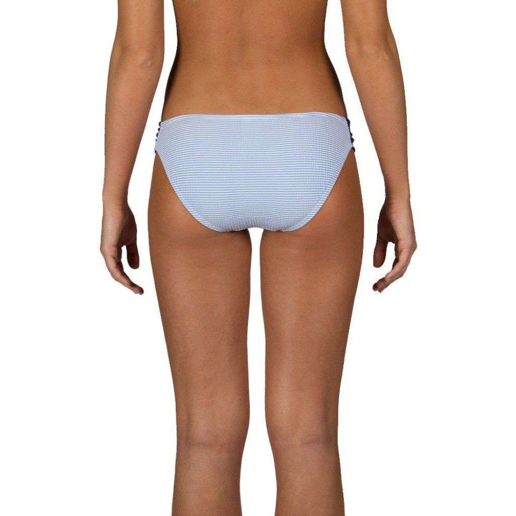 Blue Seersucker Bandeau Bikini Bottom by Lauren James - Country Club Prep