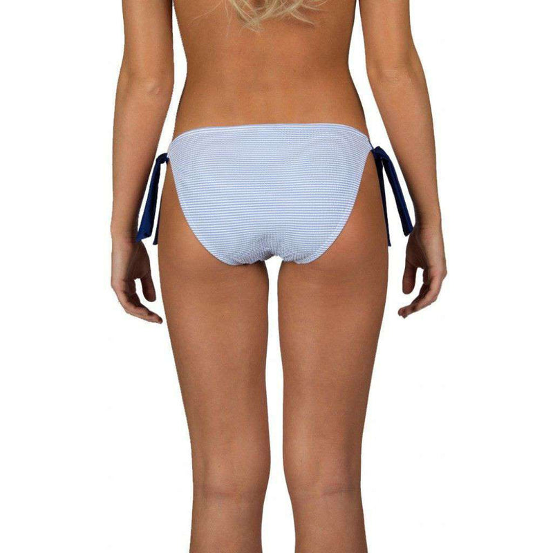 Blue Seersucker Tie Side Bikini Bottom by Lauren James - Country Club Prep