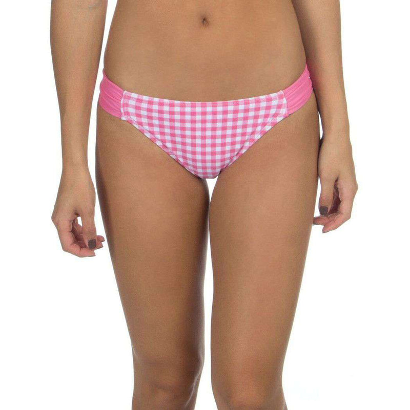 Gingham Hipster Bikini Bottom in Pink by Lauren James - Country Club Prep