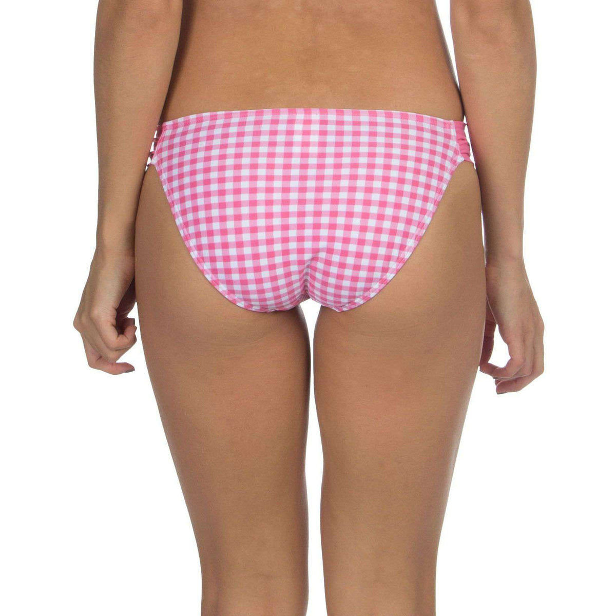 Gingham Hipster Bikini Bottom in Pink by Lauren James - Country Club Prep