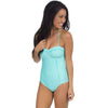 Gingham One Piece Bandeau Swimsuit in Aqua by Lauren James - Country Club Prep