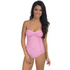 Gingham One Piece Bandeau Swimsuit in Pink by Lauren James - Country Club Prep