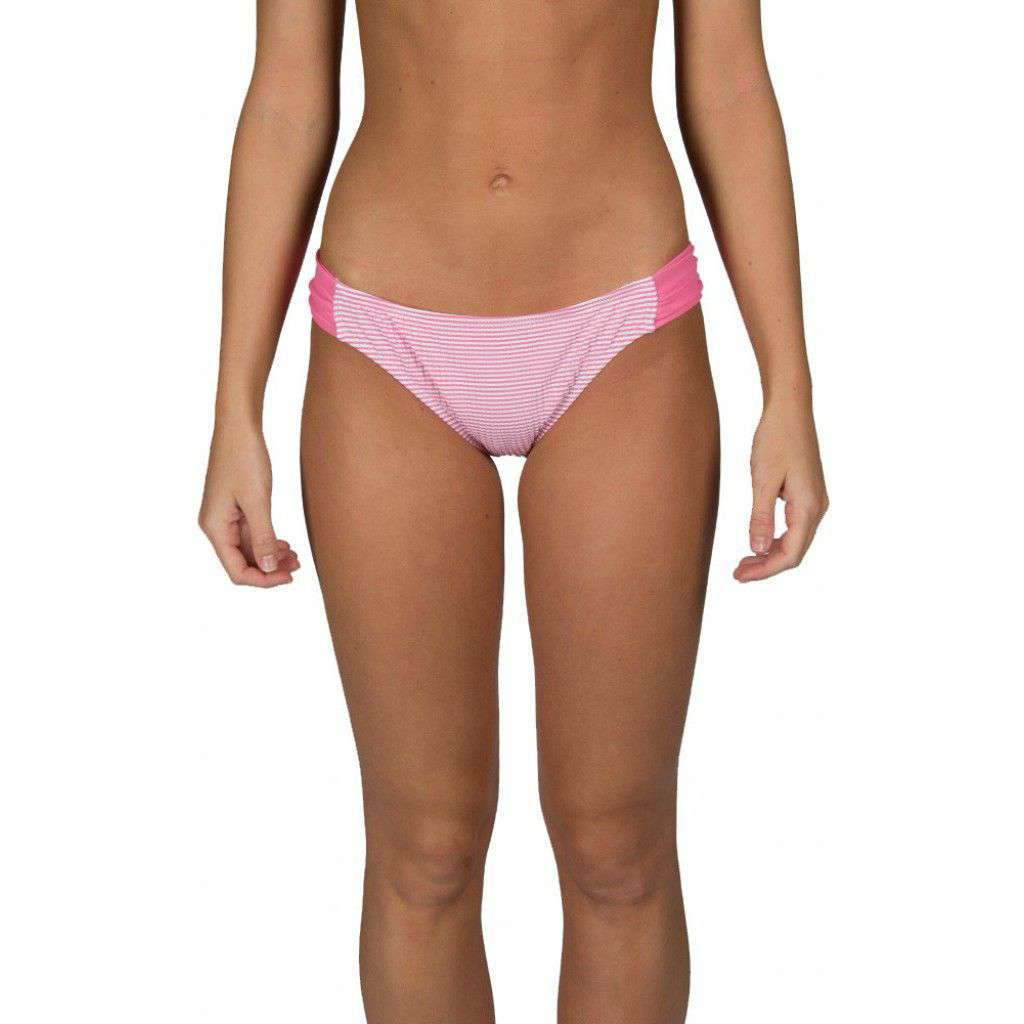 Pink Seersucker Bandeau Bikini Bottom by Lauren James - Country Club Prep
