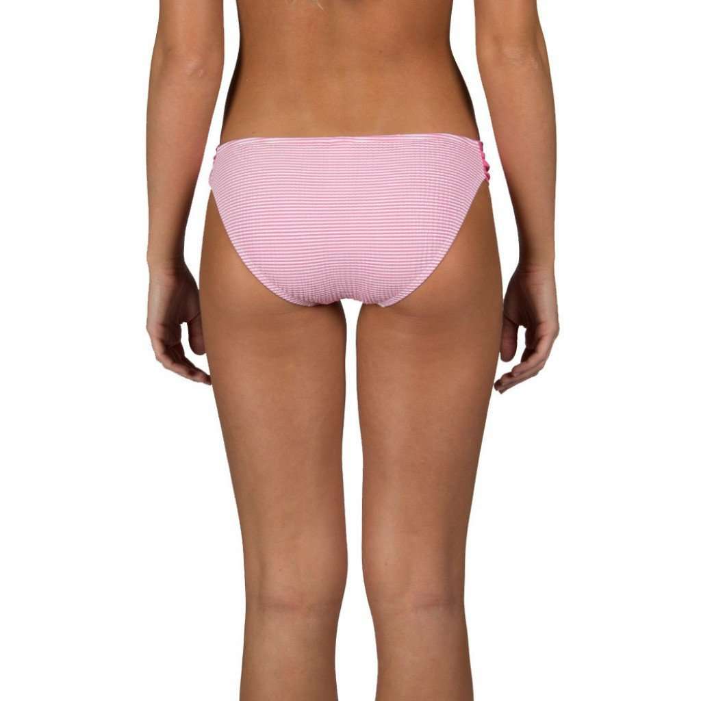 Pink Seersucker Bandeau Bikini Bottom by Lauren James - Country Club Prep